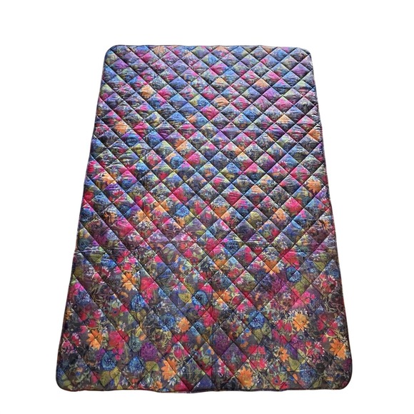 Natural Life Double-Sided Quilted Throw Blanket Multicolor Floral 54 x 77.5 Boho - Picture 2 of 11